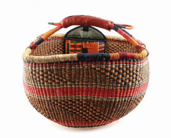 Bolga-Korb, Innentasche mit Reißverschluss